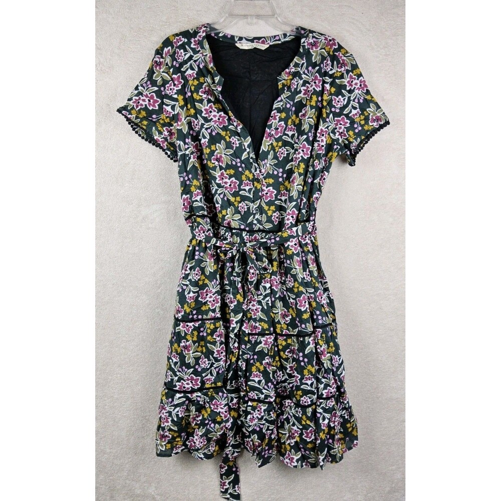 Wayward Fancies eShakti Short Sleeve Belted Floral Dress Size L/XL